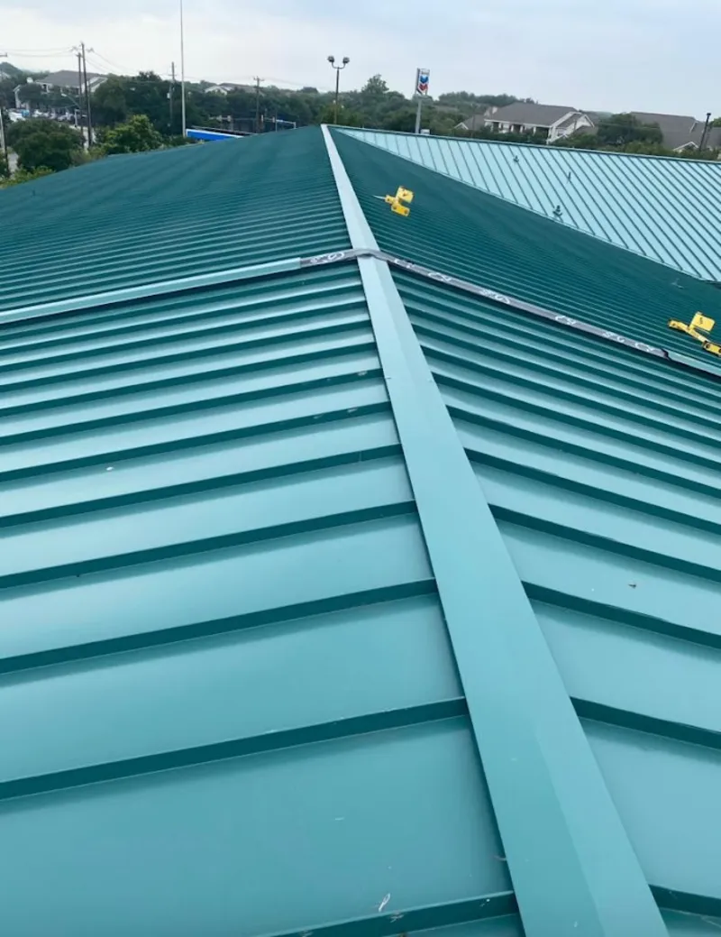 Green commercial metal roof ridge and valley for Metal Roof Repair in Cortez